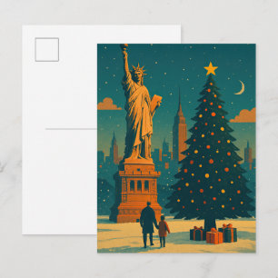 Vintage Christmas New York Invitation Postcard 