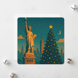 Vintage Christmas New York – Statue of Liberty Holiday Card