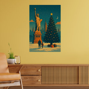 Vintage Christmas New York  – Statue of Liberty Poster