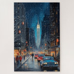 Vintage Christmas New-Your City Jigsaw Puzzle<br><div class="desc">Vintage scene of the street in New-York City at Christmas time.</div>