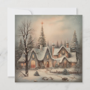 Vintage Christmas Night Greeting Card