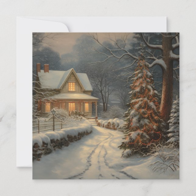 Vintage Christmas Night Greeting Card (Front)