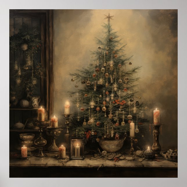 Vintage Christmas Night Poster (Front)