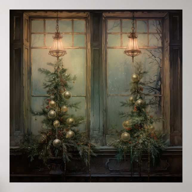 Vintage Christmas Night Poster (Front)