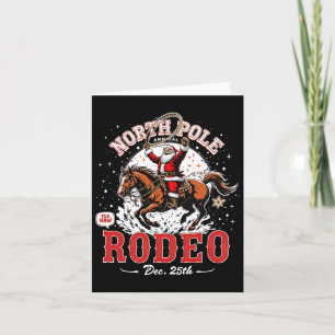Vintage Christmas North Pole Rodeo Funny Santa Cow Card