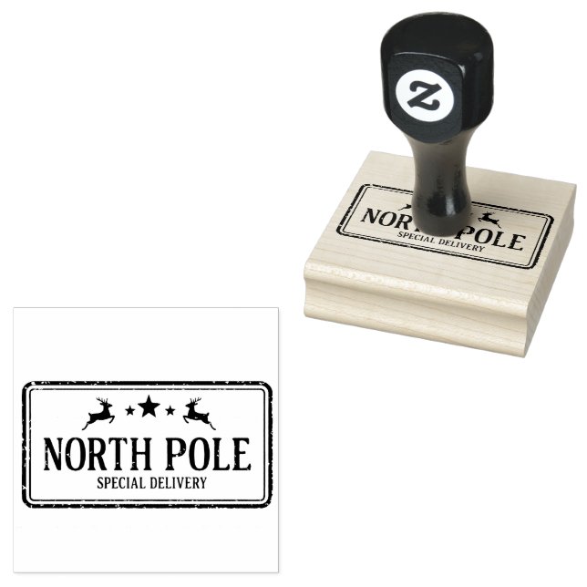 Vintage Christmas North-pole  Rubber Stamp (Stamped)