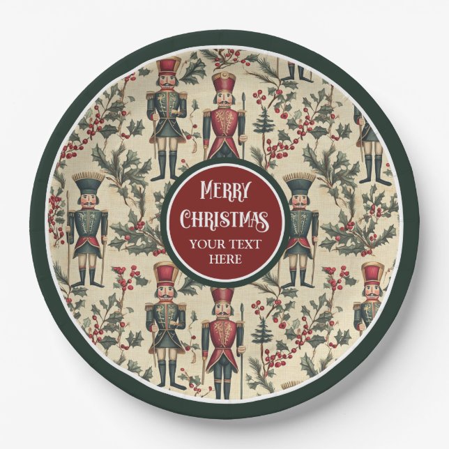 Vintage Christmas nutcracker personalised plates (Front)