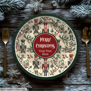 Vintage Christmas nutcracker personalized plates