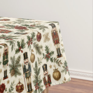 Vintage Christmas Nutcracker Soldier Floral Tablecloth