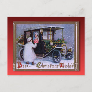 Vintage Christmas,  Offereing of flowers Holiday Postcard