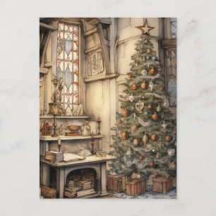 Vintage Christmas Office Postcard