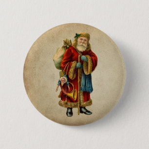 Vintage Christmas Old World Santa Claus 6 Cm Round Badge