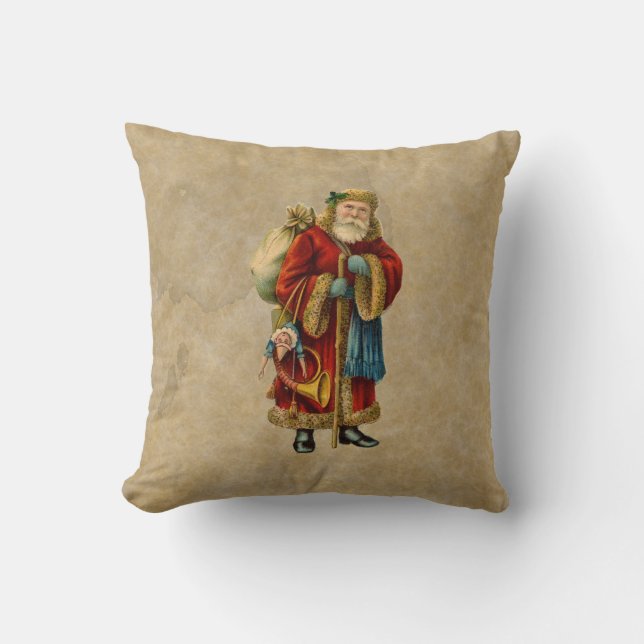 Vintage Christmas Old World Santa Claus Cushion (Front)