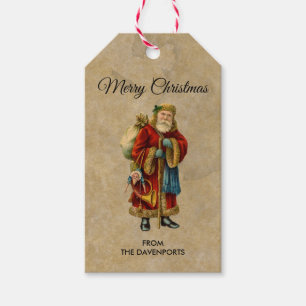 Vintage Christmas Old World Santa Claus Gift Tags