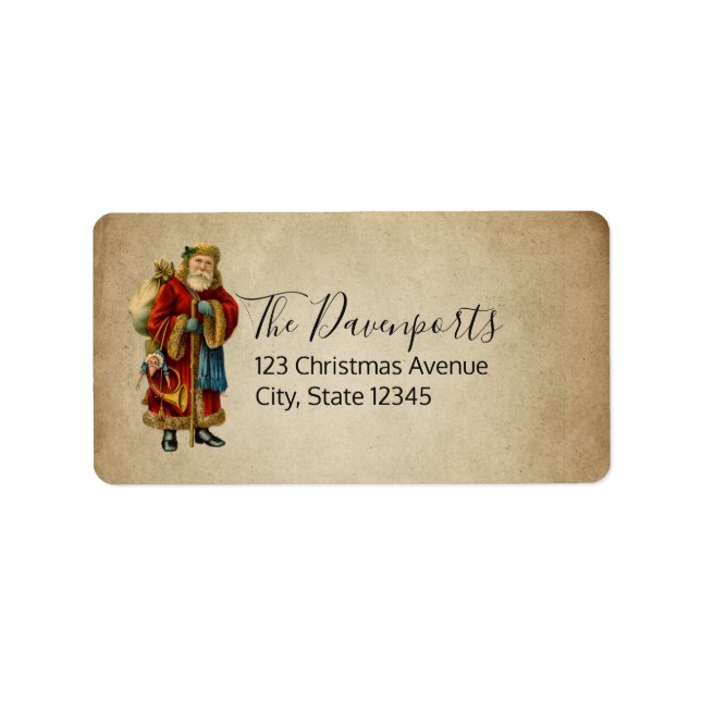 Vintage Christmas Old World Santa Claus Label (Front)