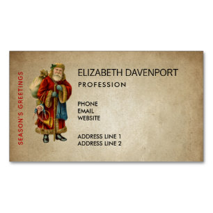 Vintage Christmas Old World Santa Claus Magnetic Business Card