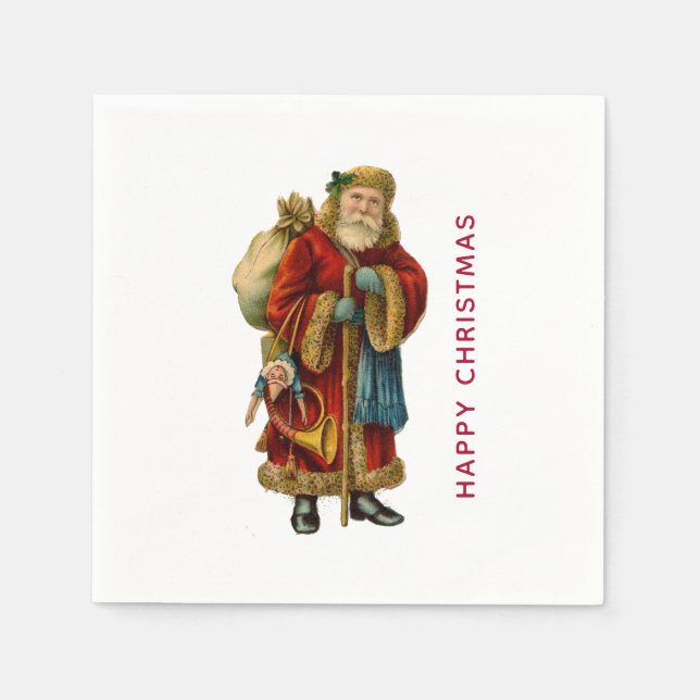 Vintage Christmas Old World Santa Claus Napkin (Front)