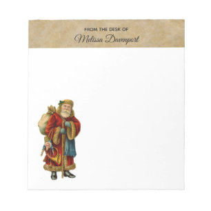 Vintage Christmas Old World Santa Claus Notepad