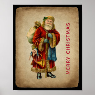 Vintage Christmas Old World Santa Claus Poster
