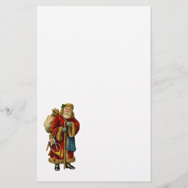 Vintage Christmas Old World Santa Claus Stationery (Front)