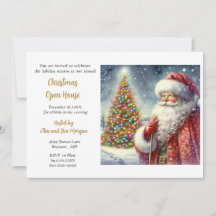 Vintage Christmas Open House Holiday Invitation