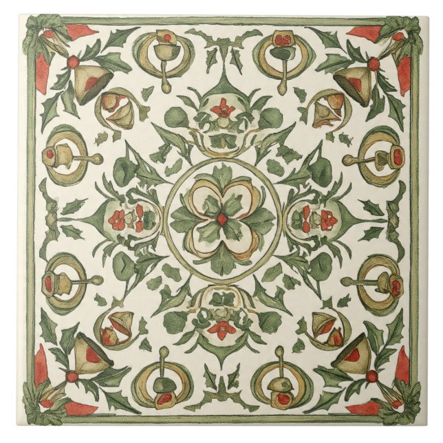 Vintage, Christmas Ornament, Ceramic Tile (Front)
