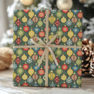Vintage Christmas Ornament Colourful Holiday Wrapping Paper