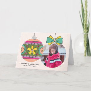 Vintage Christmas Ornament Greeting Card - Orange