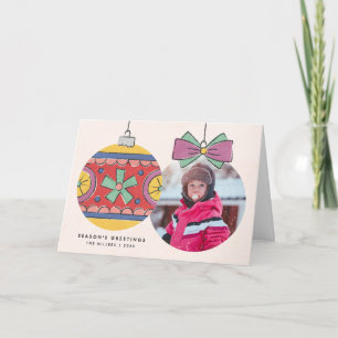 Vintage Christmas Ornament Greeting Card - Yellow