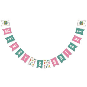 Vintage Christmas Ornament Holiday Banner - Green