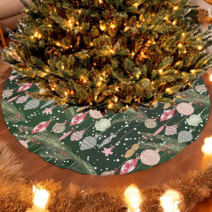 Vintage Christmas Ornament Illustration Pattern Brushed Polyester Tree Skirt