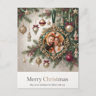 Vintage Christmas Ornament Photo Template Postcard