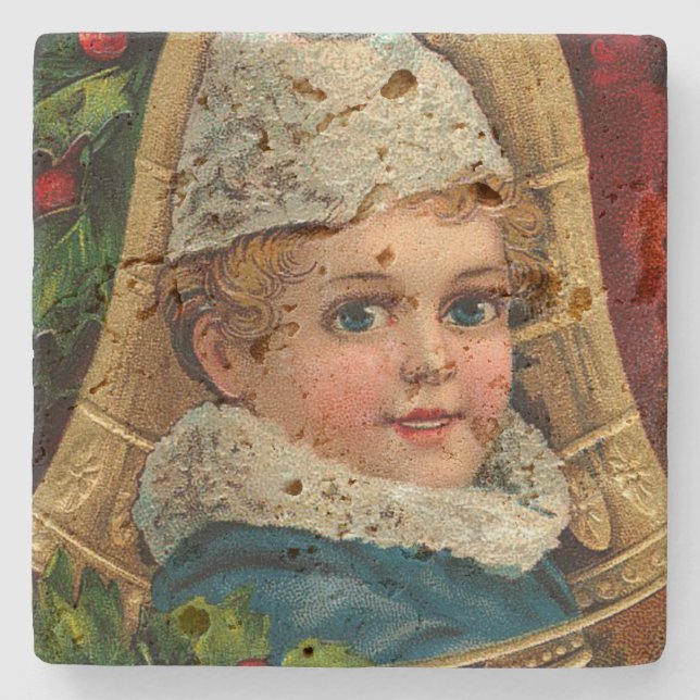 Vintage Christmas Ornament Stone Coaster (Front)