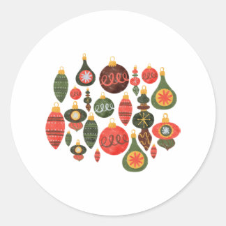 Vintage Christmas Ornaments 32 Classic Round Sticker