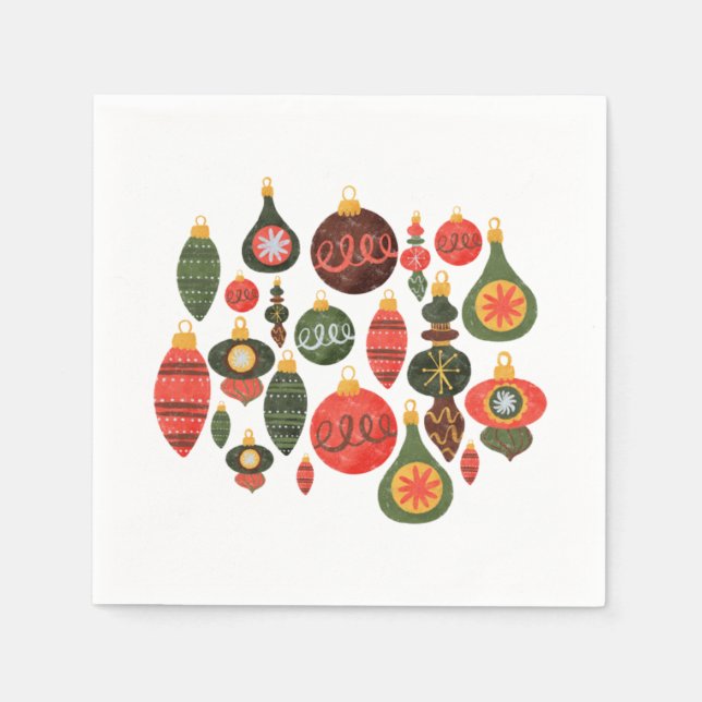 Vintage Christmas Ornaments 32 Napkin (Front)