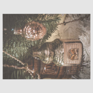 Vintage Christmas ornaments and a Christmas tree Tissue Paper