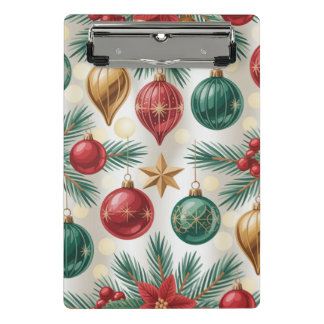 Vintage Christmas Ornaments and Pine  Mini Clipboard