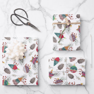 Vintage Christmas Ornaments Christmas Pattern Wrapping Paper Sheet