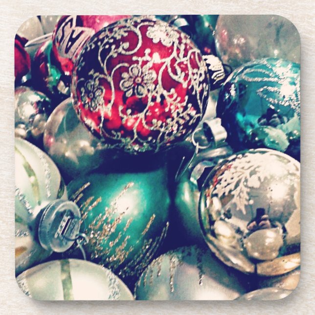 Vintage Christmas Ornaments Coaster (Front)