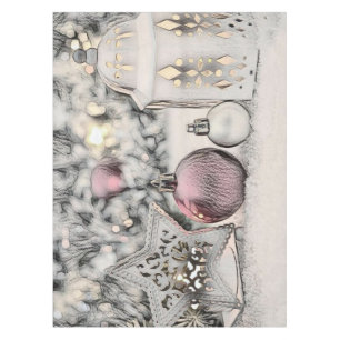 Vintage Christmas Ornaments Drawing Tablecloth