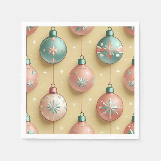 Vintage Christmas Ornaments Holiday Napkin (Front)