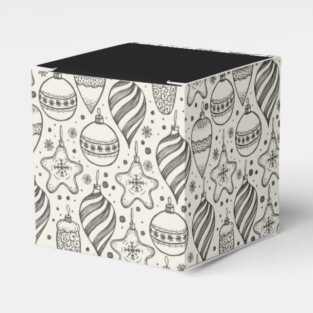 Vintage Christmas Ornaments Holiday Square Favour Box (Front Side)