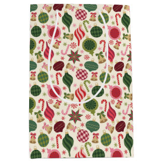 Vintage Christmas Ornaments Medium Gift Bag