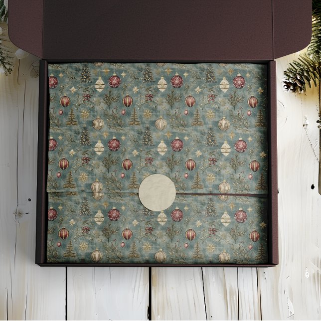 Vintage Christmas Ornaments on Blue Tissue Paper (Creator Uploaded)