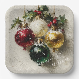 Vintage Christmas Ornaments Paper Plate