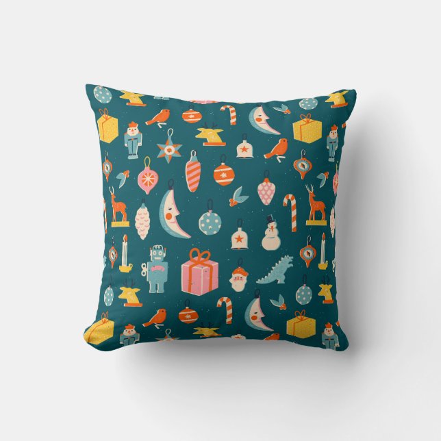 Vintage Christmas Ornaments Pattern Cushion (Front)