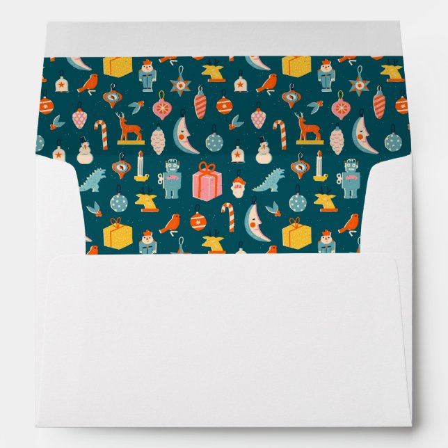 Vintage Christmas Ornaments Pattern Envelope (Back (Bottom))