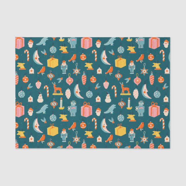 Vintage Christmas Ornaments Pattern Tissue Paper (Front)