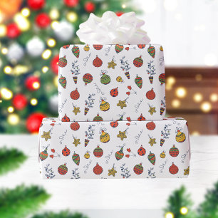 Vintage Christmas Ornaments Pattern Wrapping Paper