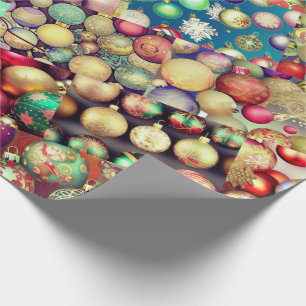 Vintage Christmas Ornaments Sampler Wrapping Paper